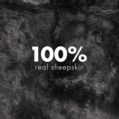 Real Sheepskin Rug 4x6 ft | Sheepskin Rugs for Living Room and Sofa | Bedside Rugs for Bedrooms | Large Fluffy Rug is Breathable & Heat-regulating in Color Dark Grey