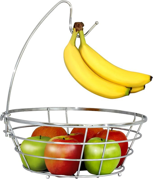 Deco Brothers Fruit Bowl with Banana Holder, Chrome