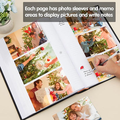 XFveiwoo Photo Album 4x6 450 Photos with Writing Space,4 x 6 Photo Book Linen Cover with Front Window, 4x6 Picture Album 450 Photos Photo Album Book for Wedding Kids Travel Family Baby Pictures, Black