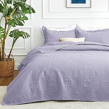 Love's cabin Twin Quilt Set Lavender Bedspreads Bedding Set - Soft Bed Lightweight Bedspread Comforter - Modern Style Coin Pattern Coverlet for All Season - 2 Pieces (1 Quilt, 1 Pillow Sham)