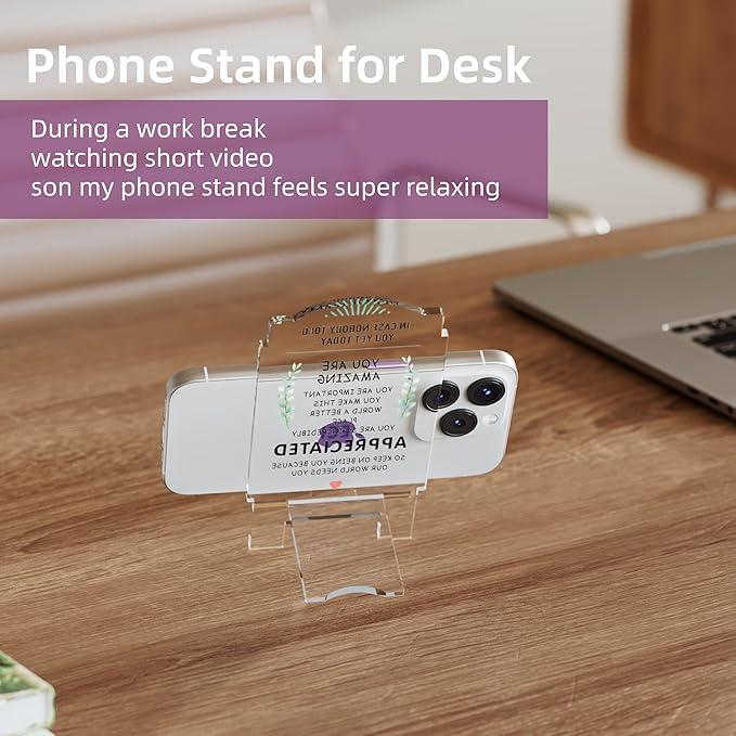 Creative Masterpiece Painting Board Phone Stand for Stylish Desktop Display – Complete Set of Acrylic Decorations, Ideal Gift Option! (Transparent - Motivational Message)