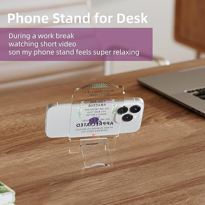 Creative Masterpiece Painting Board Phone Stand for Stylish Desktop Display – Complete Set of Acrylic Decorations, Ideal Gift Option! (Transparent - Motivational Message)
