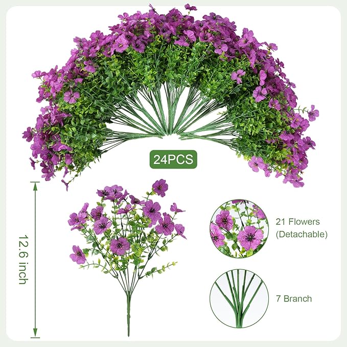 Artificial Flowers for Outdoor Indoor Realistic Faux Flower Spring Summer Garden Home Decoration, Hanging Daisy Flower with Eucalyptus Leaves Fake Plants Greenery Balcony Porch Patio Front Door Decor