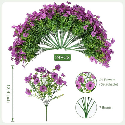 Artificial Flowers for Outdoor Indoor Realistic Faux Flower Spring Summer Garden Home Decoration, Hanging Daisy Flower with Eucalyptus Leaves Fake Plants Greenery Balcony Porch Patio Front Door Decor