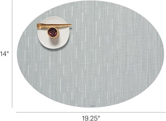 Chilewich Bamboo Placemats Set of 4 - Woven Oval Placemats - Reusable, Stain-Resistant, Indoor/Outdoor Tabletop Protection - 19" x 14" - Seaglass