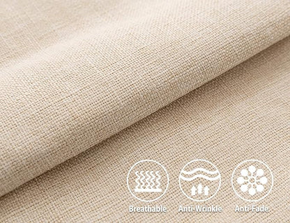 Stellhome Set of 2 Decorative Linen Throw Pillow Cover Square Burlap Farmhouse Cushion Cover for Bedroom, 20 x 20 inch (50 cm), Beige