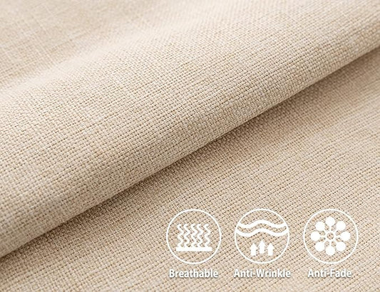 Stellhome Set of 2 Decorative Linen Throw Pillow Cover Square Burlap Farmhouse Cushion Cover for Bedroom, 20 x 20 inch (50 cm), Beige