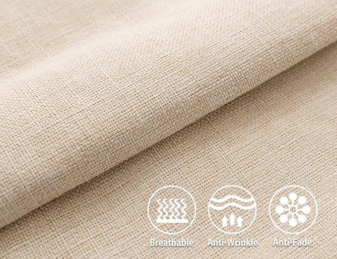 Stellhome Linen Throw Pillow Covers Square Solid Burlap Cushion Covers for Bed Couch Sofa Bench, 16 x 16 inch (40 cm), Beige, Set of 2