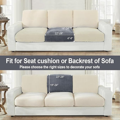 NAISI Couch Cushion Covers 1 Piece Velvet Stretch Sofa Seat Covers or Backrest Covers Soft Individual Couch Covers for Sectional Sofa(1 PC for Seat Cushion or Backrest,Dark Grey)