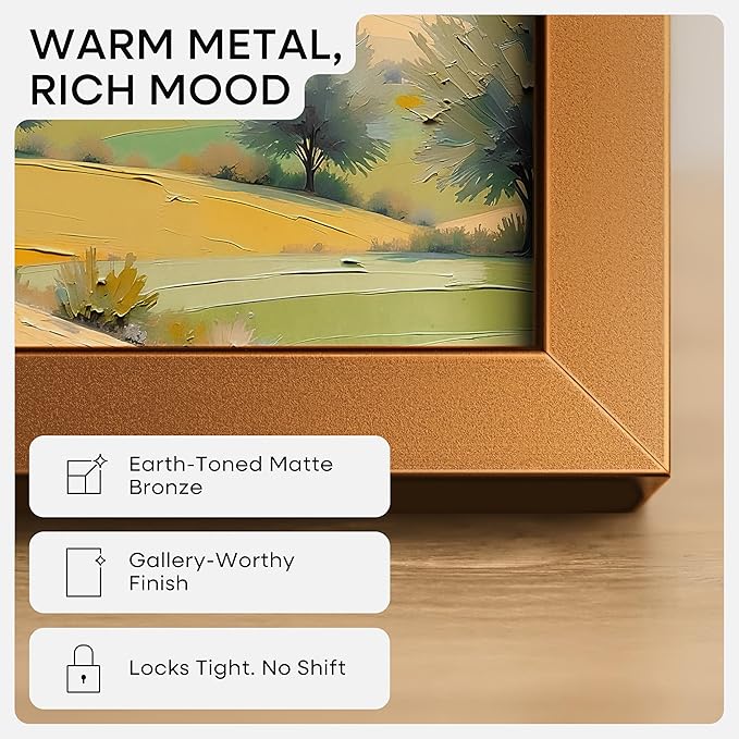 Homeforia 24x24 Picture Frame Bronze, High End Metal 24 x 24 Large Square Poster Frames with Mat 20 by 20 inch Photo, 24by24 Thin Brass Frames Matted to 20x20 Print, Tempered Glass, Wall Kit, Set of 3