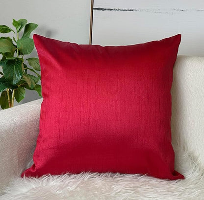 Aiking Home 24x24 Inches Faux Silk Square European Shams, Zipper Closure, Red (Set of 2)