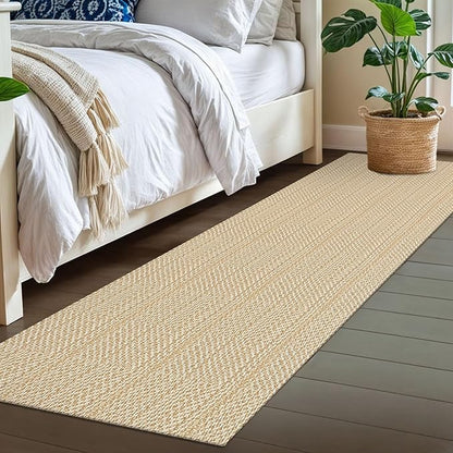 IOHOUZE Washable Runner Rug 2x7 Non Slip Runners for Hallways Entryway Runner Indoor, Kitchen Rugs Woven Cotton Floor Carpet for Kitchen Hall Entrance Bedroom, Warm Beige/Orange/Apricot
