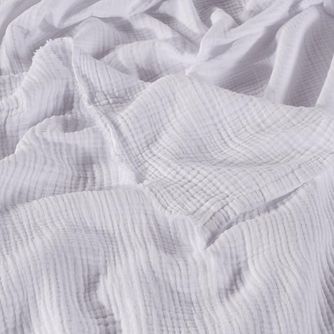 Muslin Blanket - Pure 100% Turkish Cotton Airy Soft Light Versatile Gauze Throw Blanket for Bed, Couch, Sofa (White, Throw Size (50" x 66" inch))