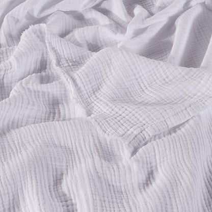 Muslin Blanket - Pure 100% Turkish Cotton Airy Soft Light Versatile Gauze Throw Blanket for Bed, Couch, Sofa (White, Throw Size (50" x 66" inch))
