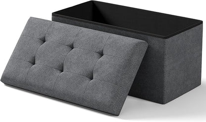 Folding Storage Ottoman Bench, Multi-Functional Ottoman Foot Rest, End of Bed Bench, Storage Chest for Living Room, Bedroom, Hallway, Entryway, Holds Up to 600 lbs (Dark Gray, 30 Inches)
