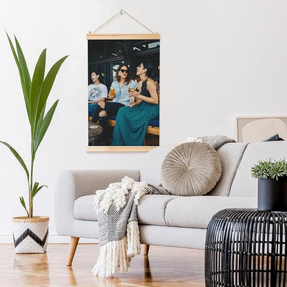 Custom Hanging Poster Personalized Wall Scroll Poster Fabric Canvas with Picture Logo Photo Wall Art Decor for Living Room Bedroom Office (Wood)