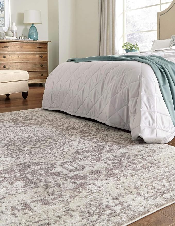 Rugs.com Arlington Collection Rug – 7' x 10' White Medium-Pile Rug Perfect for Living Rooms, Large Dining Rooms, Open Floorplans