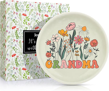 JoycuFF Grandma Gifts from Granddaughter Grandson Grandma Birthday Christmas Mother's Day Trinket Tray Ring Dish