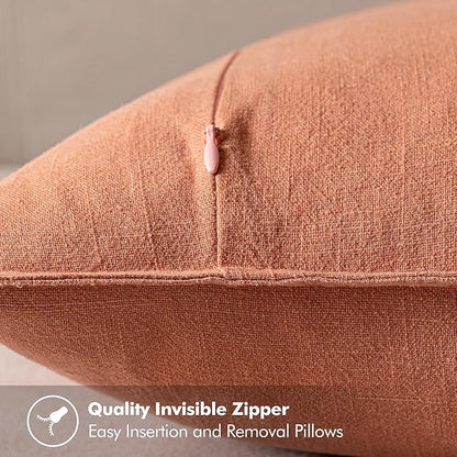 MIULEE Decorative Linen Pillow Covers 20x20 Inch Coral Boho Farmhouse Neutral Spring Couch Throw Pillows for Bed Pack of 2 Accent Modern Pillowcase Summer Sofa Livingroom Home Decor