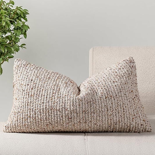 14x36 Beige Decorative Body Pillow Cover for Bed Textured Boucle Striped Chic Morden Boho Accent Farmhouse Rectangular Long Lumbar Throw Pillow Case for Bedroom Living Room Home Decor Couch Sofa