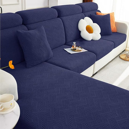 hyha Individual Couch Cushion Covers, Stretch Magic Sofa Seat Cushion Covers Washable, Dog Couch Sofa Slipcover for Pets, Kid with Elastic Bottom(Large, Navy)