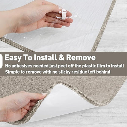 PURE ERA Carpet Stair Tread Landing Mat Area Rug Ultra Plush Shag Soft Non Slip Skid Resistant Tape Free Indoor Doormat Washable Reusable Cream Gray 2' X 6'