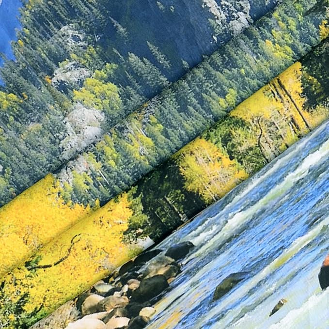 YISURE Nature Mountain Forest Tapestry, Scenic Green Pine Tree Waterfall Landscape Wall Hanging Tapestries for Home Office Dorm Indoor and Outdoor Decoration, 60(W) x40(L) Inch