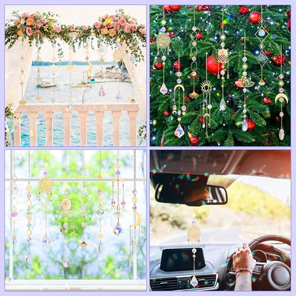 16 pcs Crystal Suncatcher, Colorful Suncatchers Sun Catchers Indoor Window Hanging Ornaments for Home Garden Ceiling Christmas Party Wedding Indoor Outdoor Decoration Prism Rainbow Maker