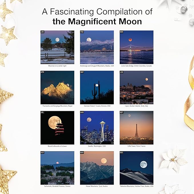 RED EMBER Moons 2026 Wall Calendar 12 Month | 12" x 24" Open | Thick & Sturdy Paper | Holiday Gift | Space Calendar 2026