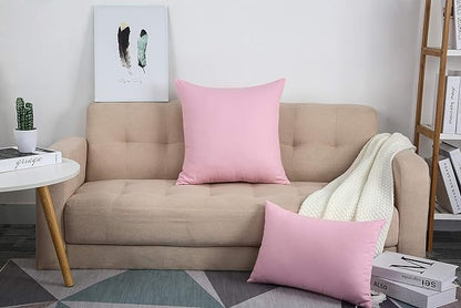 TangDepot Handmade Decorative Solid 100% Cotton Canvas Throw Pillow Covers/Pillow Shams, (22"x22", Salmon Pink)