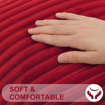 Simmore Decorative Throw Pillow Covers 18x18 Set of 2, Soft Natural Plush Flannel Double-Sided Fluffy Couch Pillow Covers for Sofa Living Room, Red