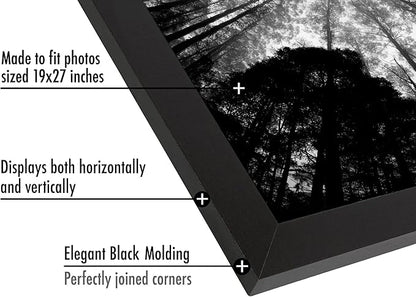 Americanflat 19x27 Poster Frame with Polished Plexiglass - Black Picture Frame - Wide Photo Frames Made of Engineered Wood for Vertical or Horizontal Wall Display - Epic Collection - Black