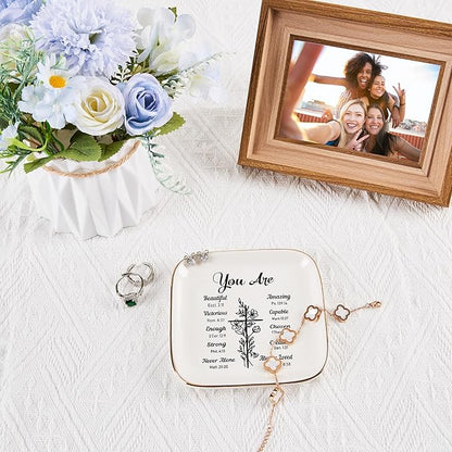 Christian Gifts: Ring Dish Jewelry Plate, Inspirational Bible Verse Faith Gifts for Christian Women & Teen Girls' Birthday & Christmas