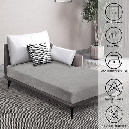 Couch Cover 1 Piece Chaise Lounge Cover Velvet Sectional Couch Cushion Covers Separate L Shape Sofa Slipcovers Furniture Protector for Dogs Pets (Chaise or Sofa 3-Seater, Light Grey)