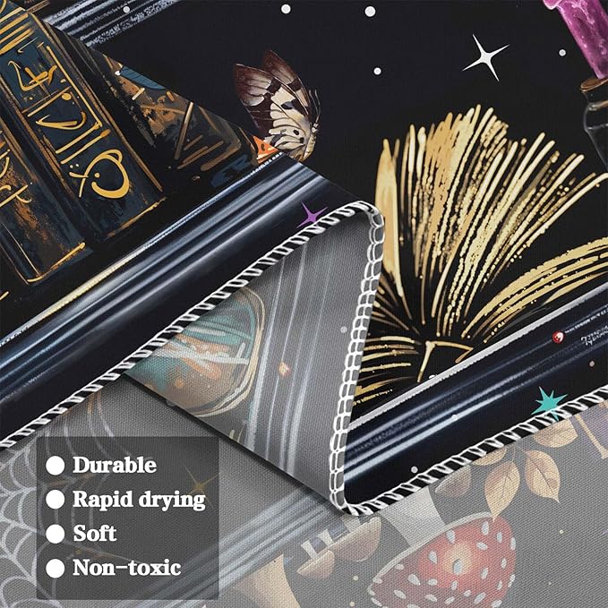 YEXIT Magic Bookshelf Tapestry, Witches & Skulls Gothic Wall Tapestries Black Cat for Study Room Living Room Dorm Bedroom 44×60 inch