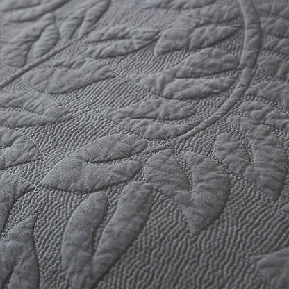 MarCielo 3-Piece 100% Cotton Oversized Bedspread Lightweight Quilt Coverlet Embroidery Farmhouse Bedding Set T0 (Dark Grey, Oversized King (118"x106"))