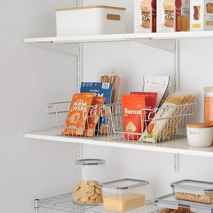 TRINITY 2-Pack Stackable Metal Wire Storage Baskets With Handles, EcoStorage Chrome, 11 Inches