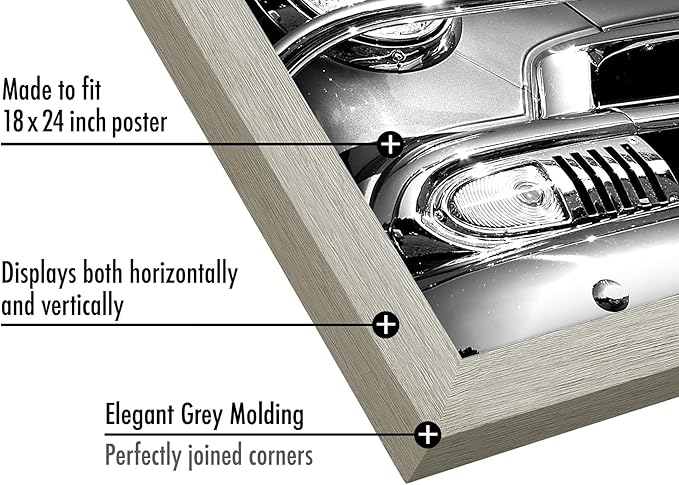 Americanflat 18x24 Poster Frame with Polished Plexiglass - Wide Picture Frames Made of Engineered Wood for Vertical or Horizontal Wall Display - Epic Collection - Grey