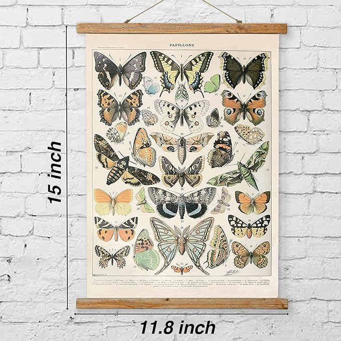 3 Pack Vintage Poster (Small), Hanging Poster Hanger Frame, Retro Style of Wall Art Prints, Printed on Linen with Wood Frames, Ready to Hang