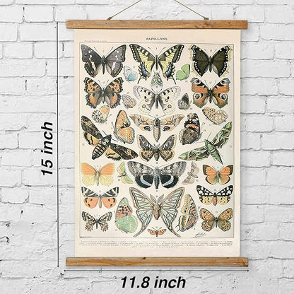 3 Pack Vintage Poster (Small), Hanging Poster Hanger Frame, Retro Style of Wall Art Prints, Printed on Linen with Wood Frames, Ready to Hang