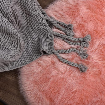 Pink Faux Sheepskin Fluffy Fur Rugs for Bedroom Machine Washable Fuzzy Area Rugs for Living Room Runner Rugs for Hallway 2x6