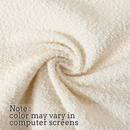 Jeneoo Ivory Decorative Lumbar Thick Throw Pillow Covers Fine Textured Boucle Couch Cushion Cases for Sofa Decor, Set of 2, 12 x 20 Inch