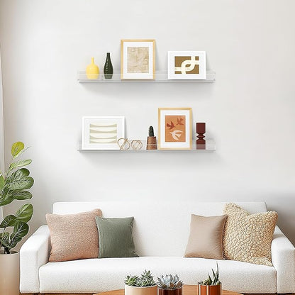 HBlife 24 Inches Floating Shelves Wall Mounted Clear Acrylic Shelves for Figures, Invisible Floating Bookshelf for Kids and Nursery, 8 Pack (5MM Thick)