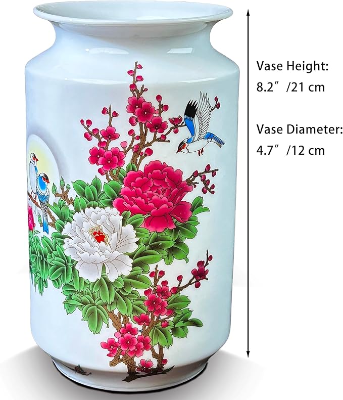 MTME Porcelain Figurines, Jingdezhen Decorative Flower vase, Home Decor, Wedding Gifts, Aesthetic Sculpture Home décor (Peony)