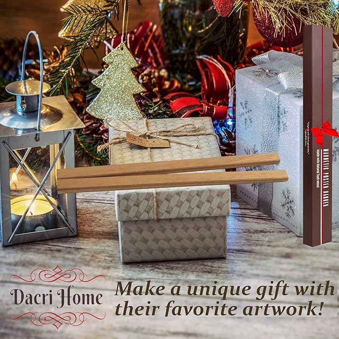 DACRI HOME Magnetic Poster Hanger Frame, Sturdy Magnetic Poster Frame with Teak Wood, Strong Magnets for Hanging Prints, Maps, Pictures, Scroll Wall Art, 22x34 22x28 (22 Inch, Teak)