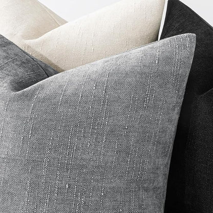 MIULEE Pack of 2 Decorative Throw Pillow Covers Soft Chenille Throw Pillows Solid Textured Cushion Covers for Couch Sofa Bedroom Living Room 20x20 Inch, Light Grey