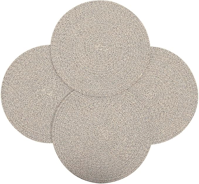 Set of 4 Round Woven Placemats,13.8 inch Plate Chargers Thick Place Mats Cotton Braided Tablemats Rattan Brown Table Mats Weave Placemats for Table Decoration