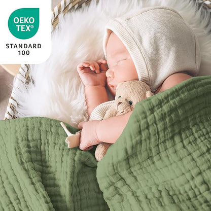 Love's cabin 6 Layer 100% Cotton Muslin Blanket, 60"x80" Twin Muslin Blanket for Couch Bed, Lightweight and Breathable Cotton Gauze for Adult, Sage Green