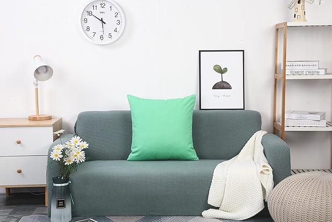TangDepot Handmade Decorative Solid 100% Cotton Canvas Throw Pillow Covers/Cushion Covers, 45 Colors Available - (12" x 12" , Mint Green, 1 Count (Pack of 1))