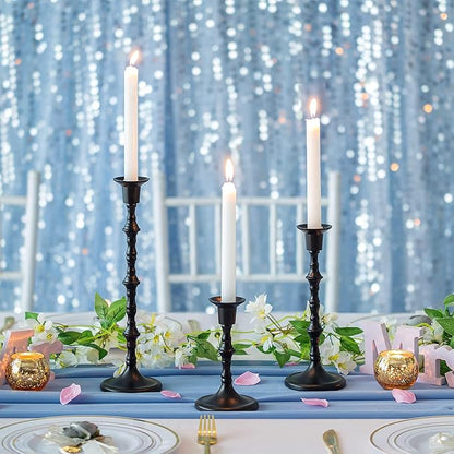 Black Taper Candle Holders: Tall Candlestick Holders Decorative Candle Stick Holder for Halloween Christmas Thanksgiving Kwanzaa Shabbat Table Living Room Mantle Decor Set of 6